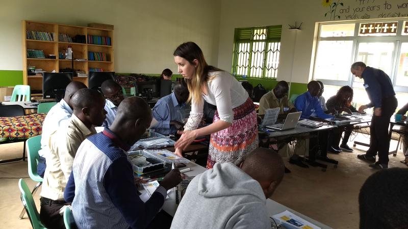 SolarSPELL team trained teachers from South Sudan. (Photo: Bruce Baikie/SolarSPELL)